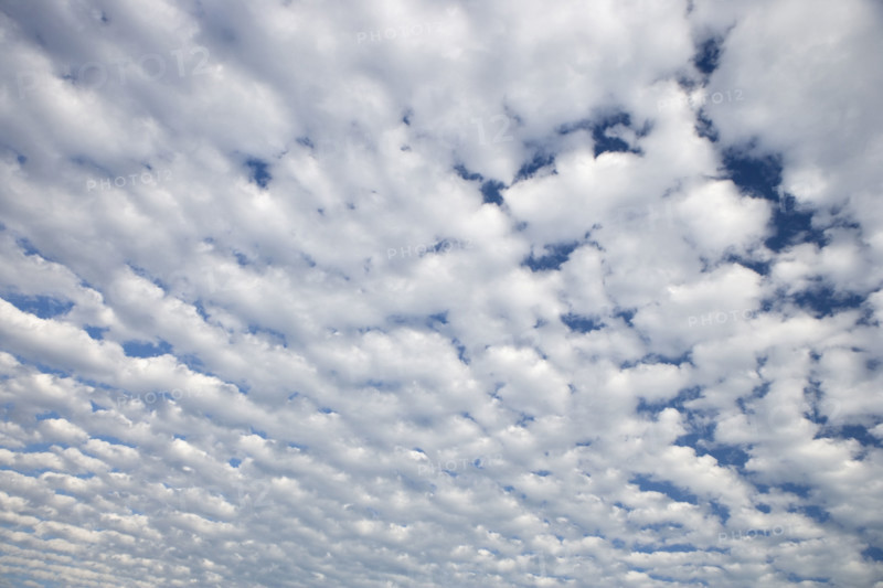 White clouds covering blue sky.