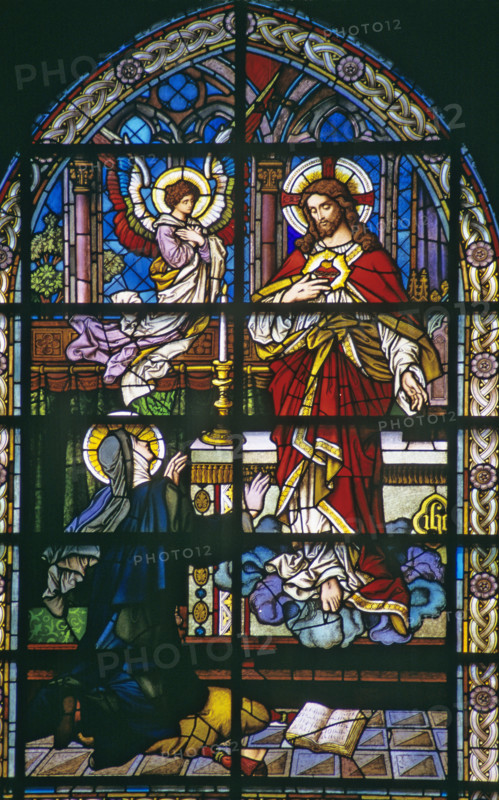 Stained glass window in Spanish church.
