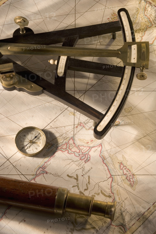 Still life of navigational instruments.