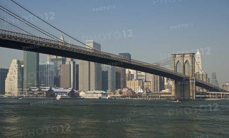 Lower New York and Brooklyn Bridge New York NY.