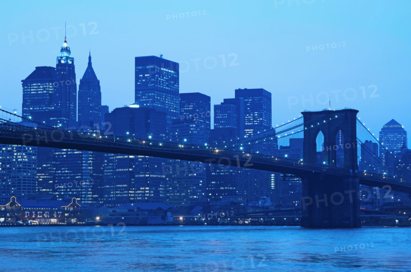 Lower New York and Brooklyn Bridge New York NY.