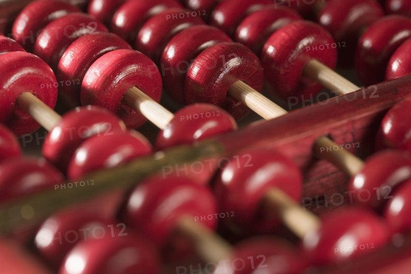 Closeup of a wooden abacus.