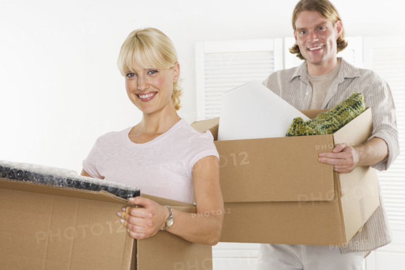 Couple on moving day.