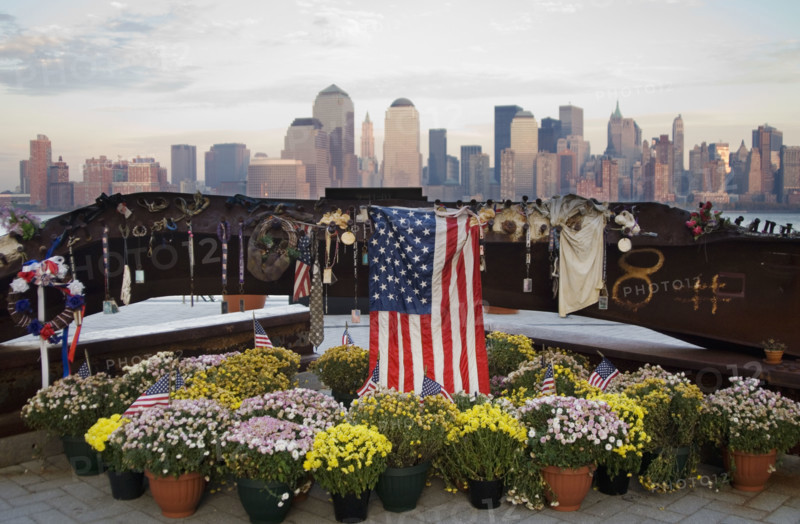 New York skyline with 9-11 memorial NY.