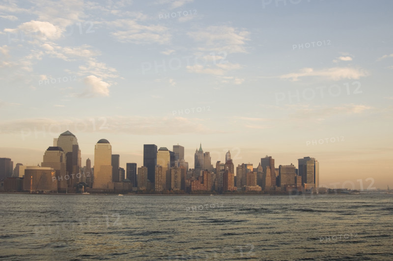 Southern tip of Manhattan skyline New York NY.