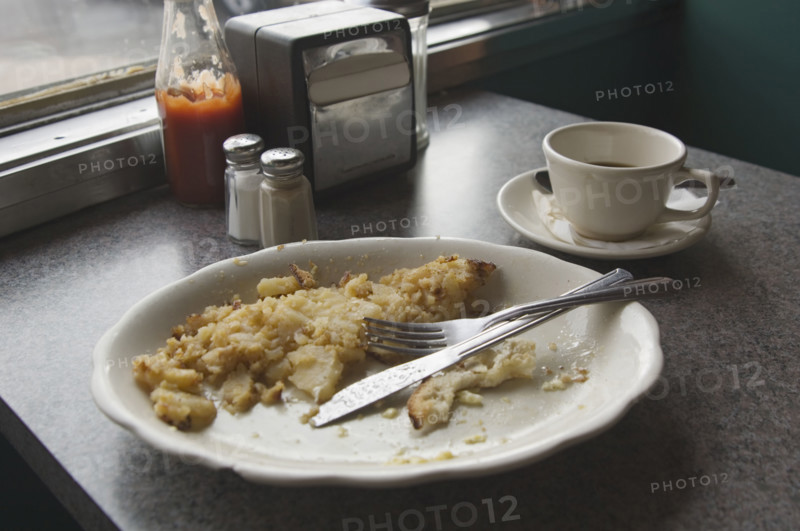 Still life of half eaten meal.