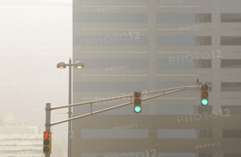 Green lights at traffic signal.