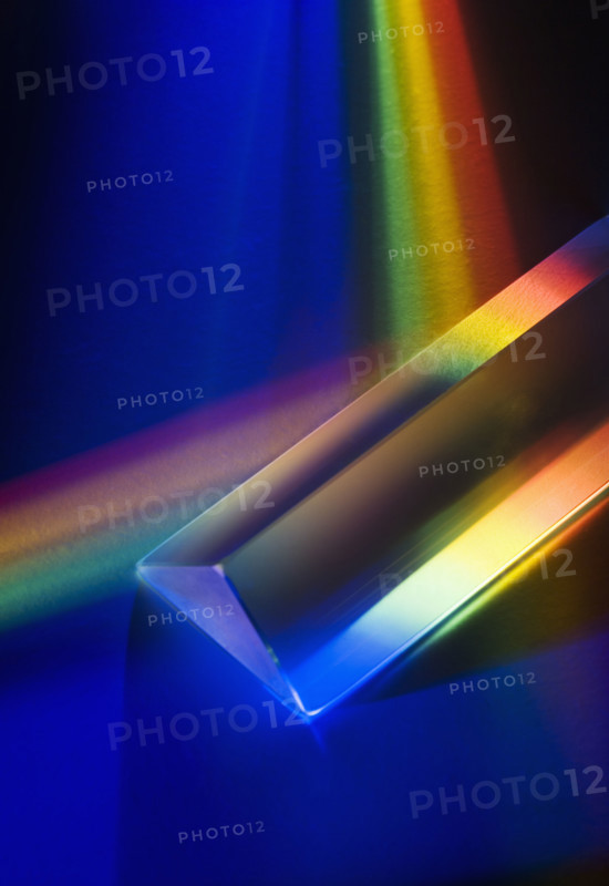 Light passing through a prism.