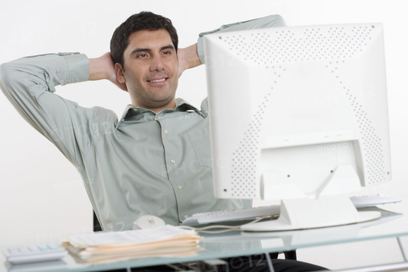 Man looking at his computer.