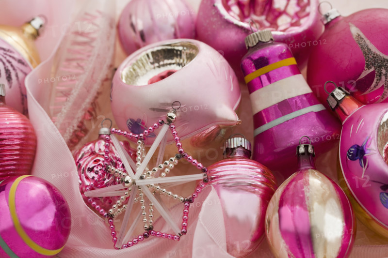 A group of Christmas ornanaments.