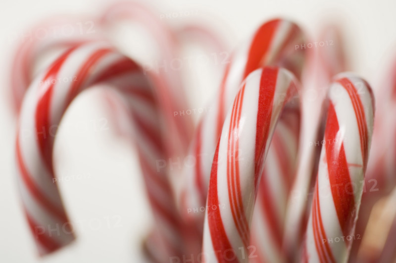 Closeup of candy canes.