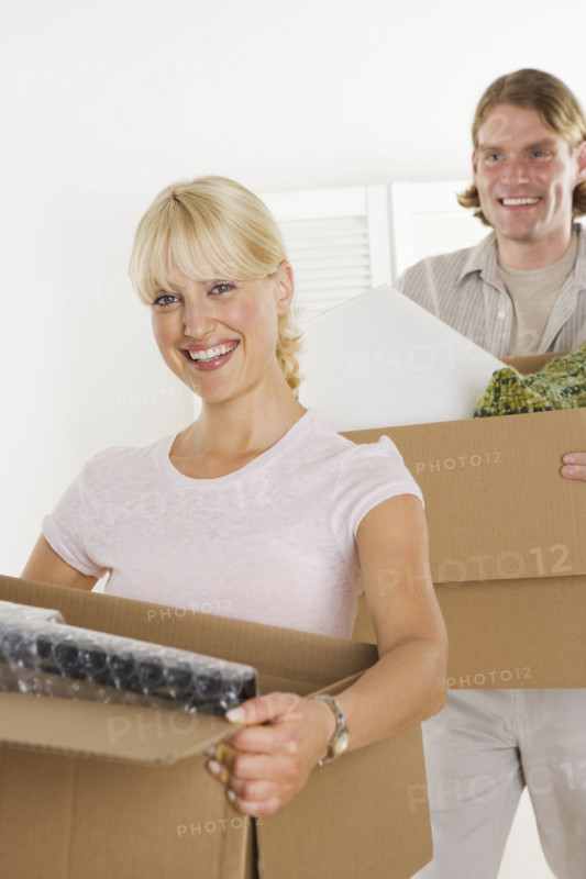 Couple on moving day.