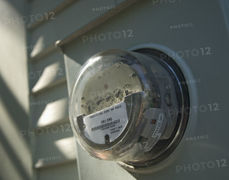 Closeup of a home electric meter.