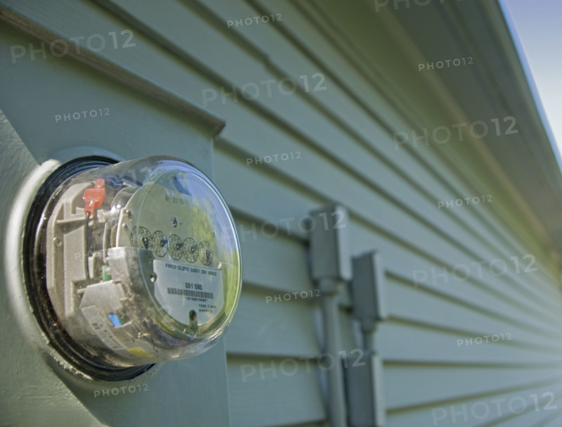 Closeup of a home electric meter.