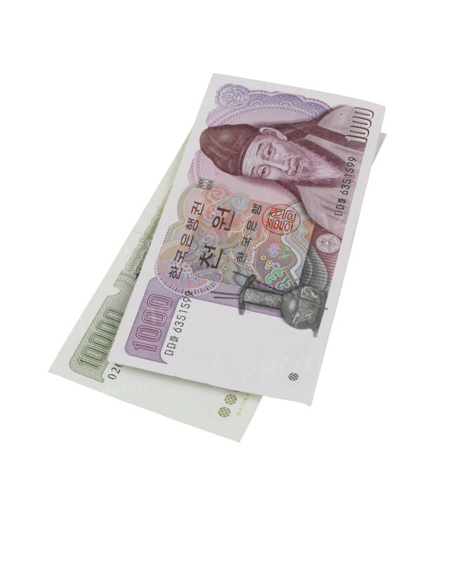Still life of Korean money.