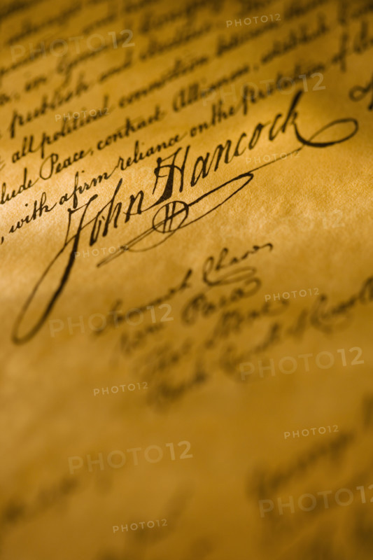 Déclaration d'indépendance des Etats-Unis - 4 juillet 1776.
La signature de John Hancocks.