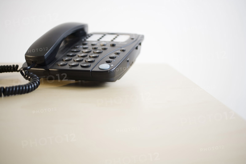 Telephone on table.