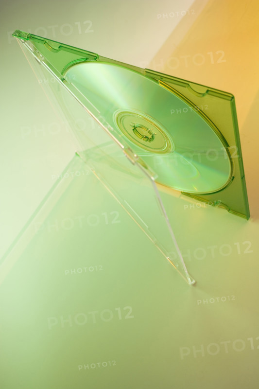 Close up of cd in clear case.