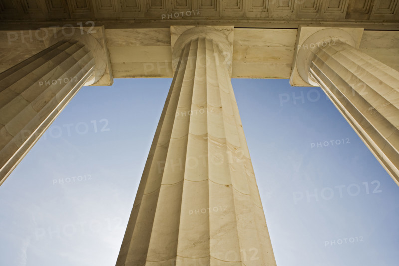 Doric columns at the Lincoln Memorial Washington DC USA.