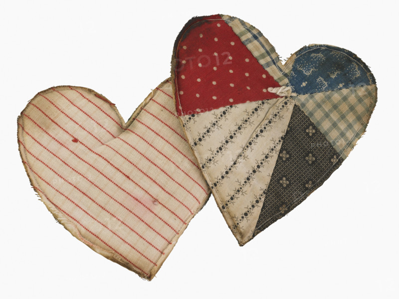 Studio shot of patchwork hearts.
