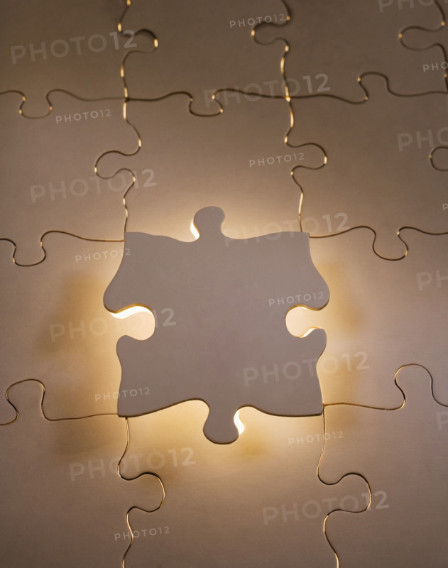 Oversized copper jigsaw puzzle.