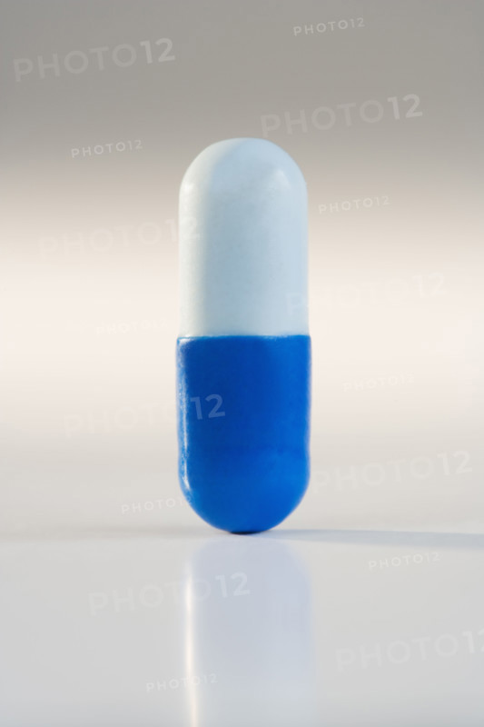 Close up of two tone pill.