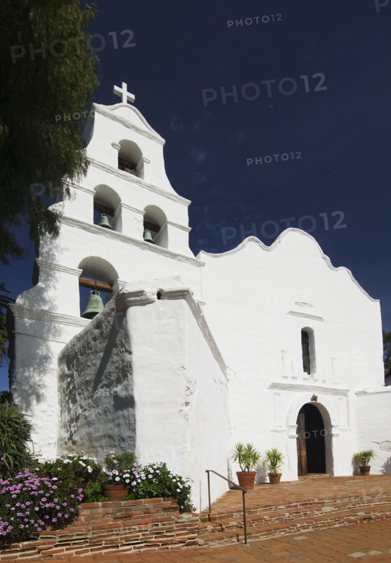Entrance of church, Mission San Diego de Alcala, San Diego, California, United States.