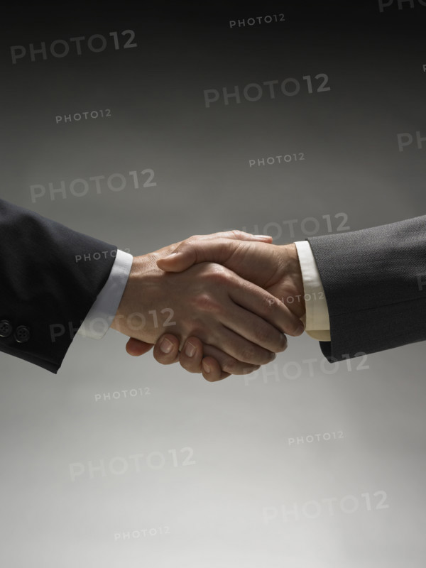 Two men shaking hands.