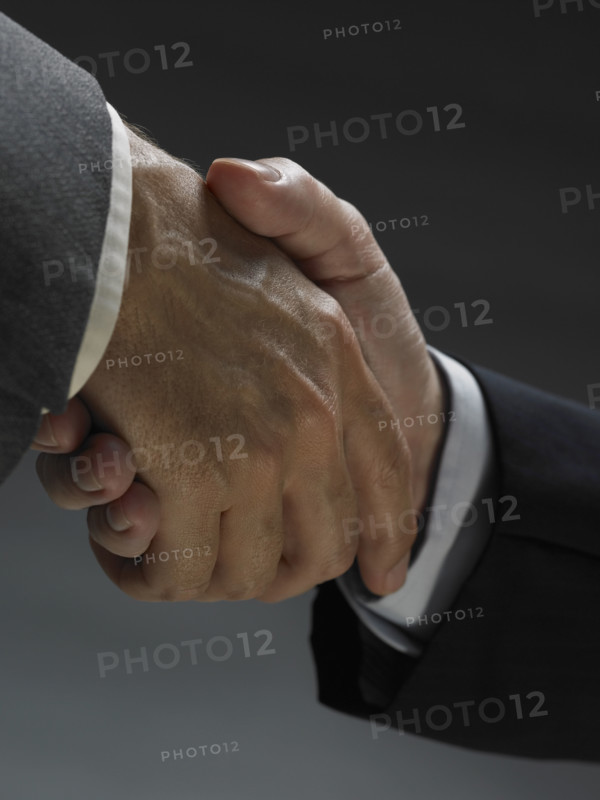 Two men shaking hands.