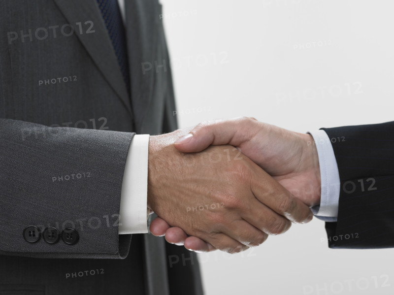Two men shaking hands.
