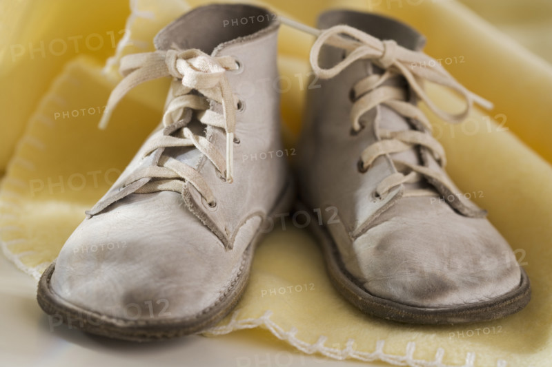 Close up of baby shoes.