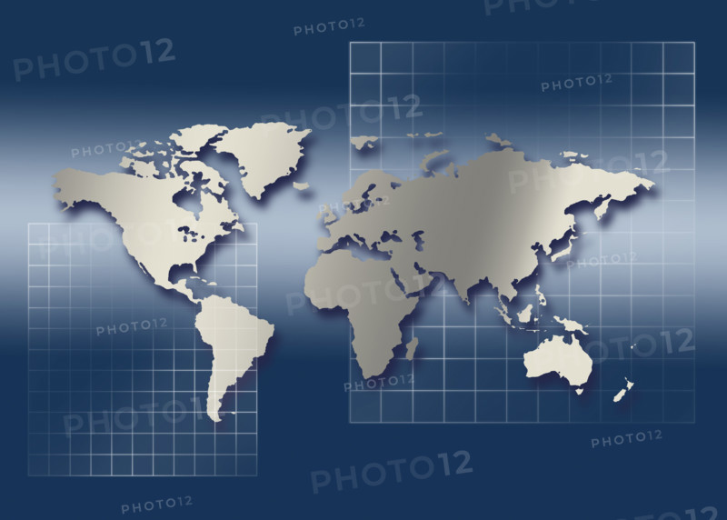 Computer generated map of globe.