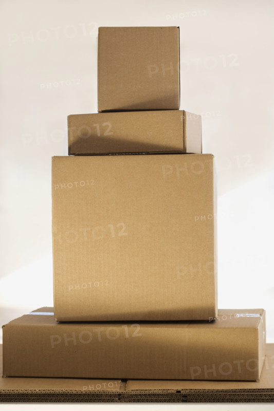 Stack of shipping boxes.