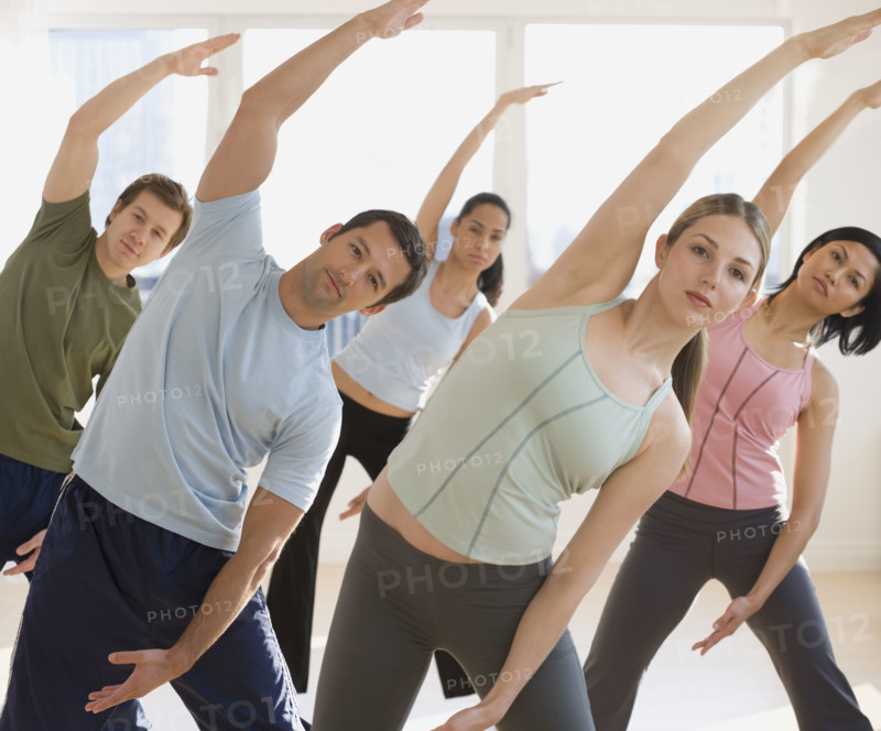 Group of people exercising.