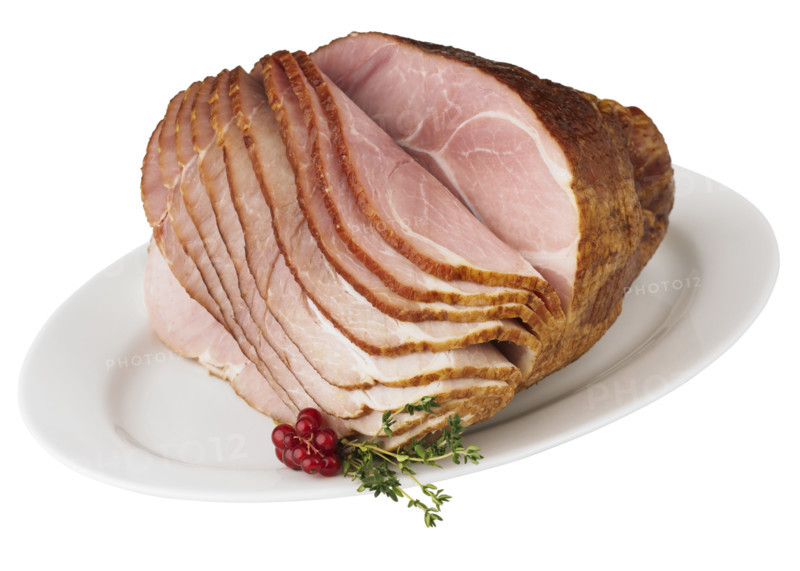 Spiral ham on platter.