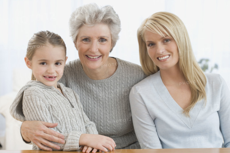 Portrait of multi-generational female family members.