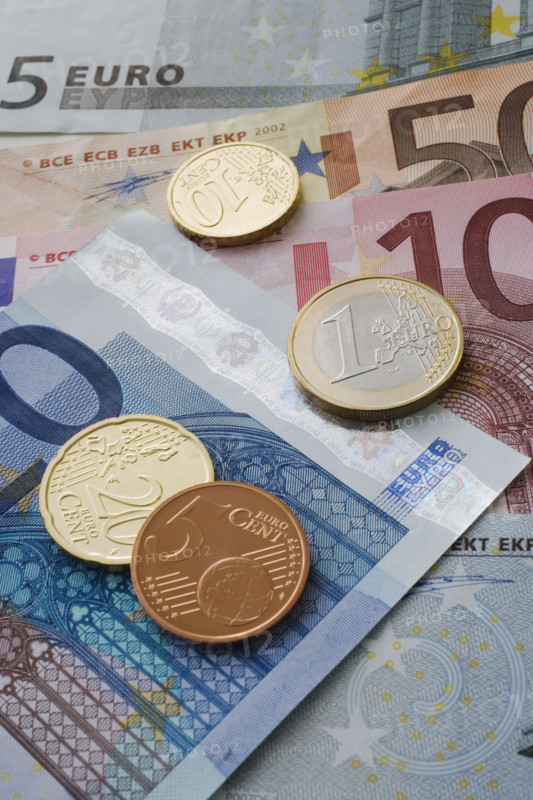 Close up of assorted Euros.