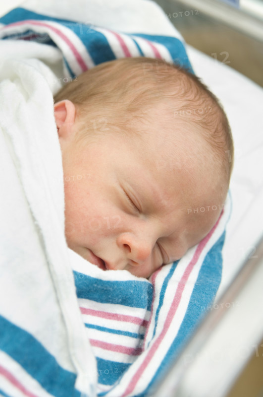 Close up of newborn baby sleeping.