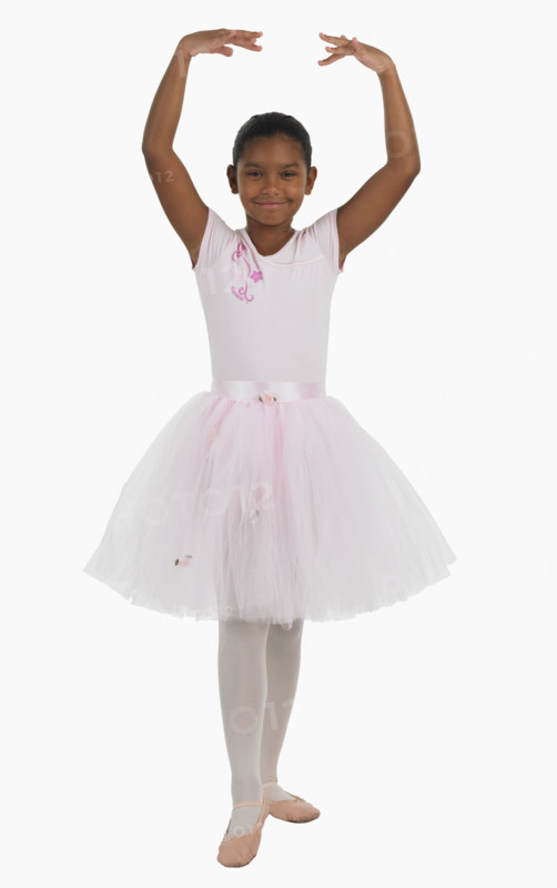Studio shot of girl practicing ballet.