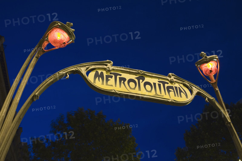 Low angle view of sign reading Metropolitain.