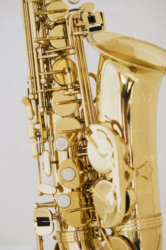 Close up of saxophone.