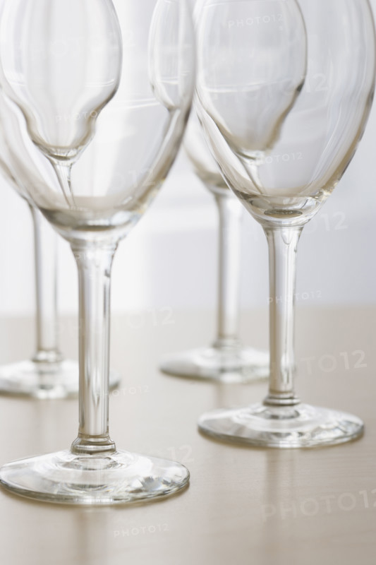 Empty wine glasses.