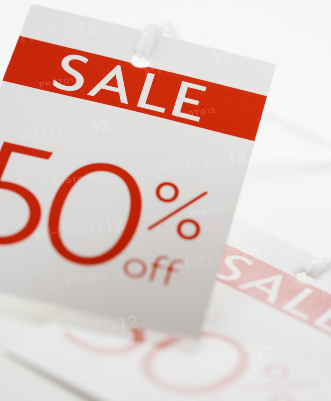 Close up of sale sign.