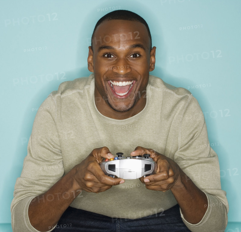 Man playing video games.