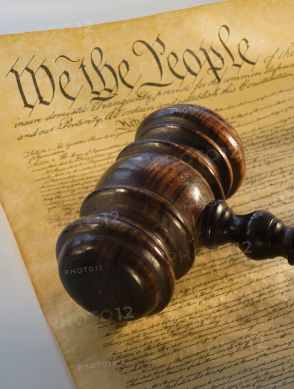 Judge’s gavel on the Constitution.