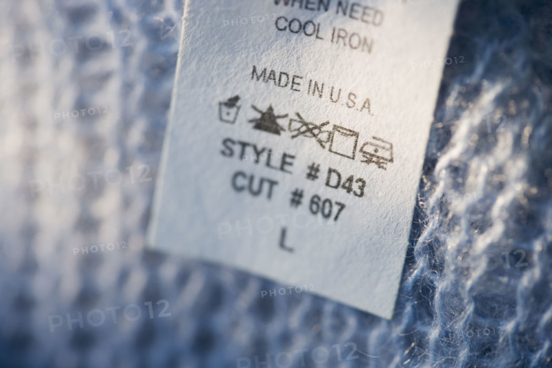 Close up of clothing tag.