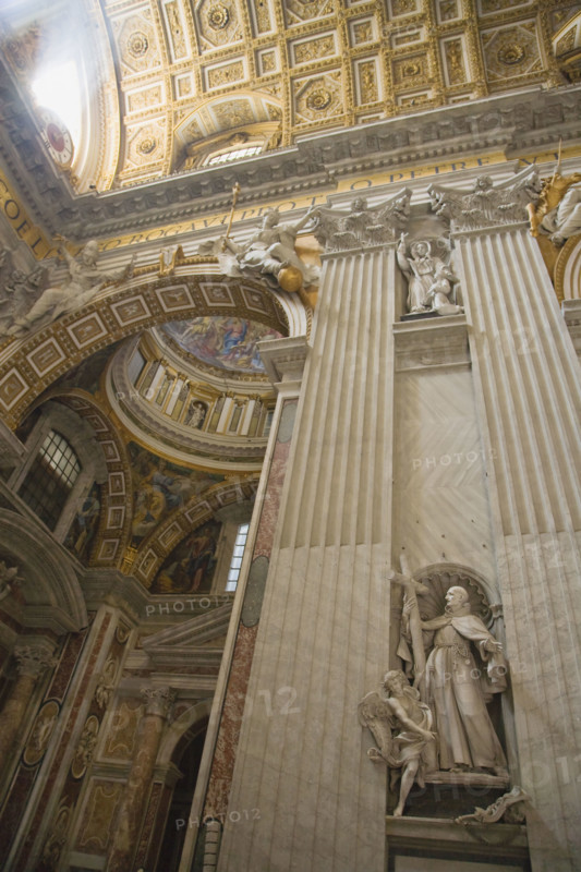 Interior view of St. Peter’s Basilica, Vatican City, Italy.