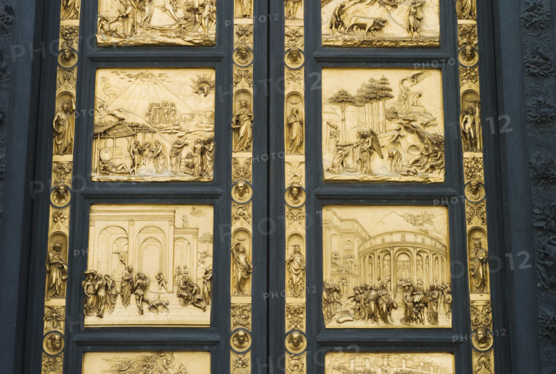 Ornate doors on The Gates of Paradise, Florence, Italy.