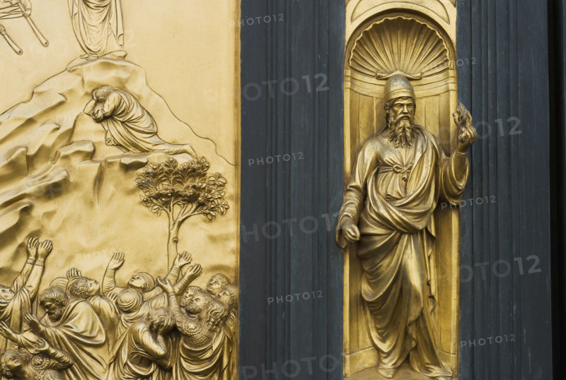 Ornate detail on door, The Gates of Paradise, Florence, Italy.