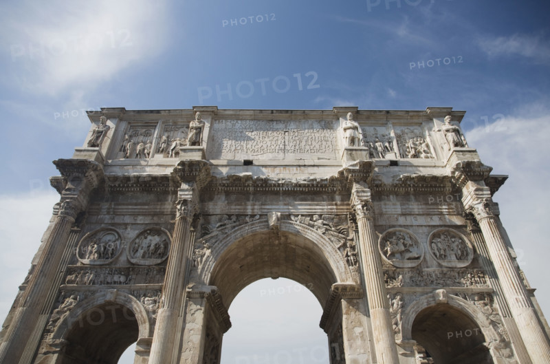 Low angle view of the Arch of Constantine, Italy.